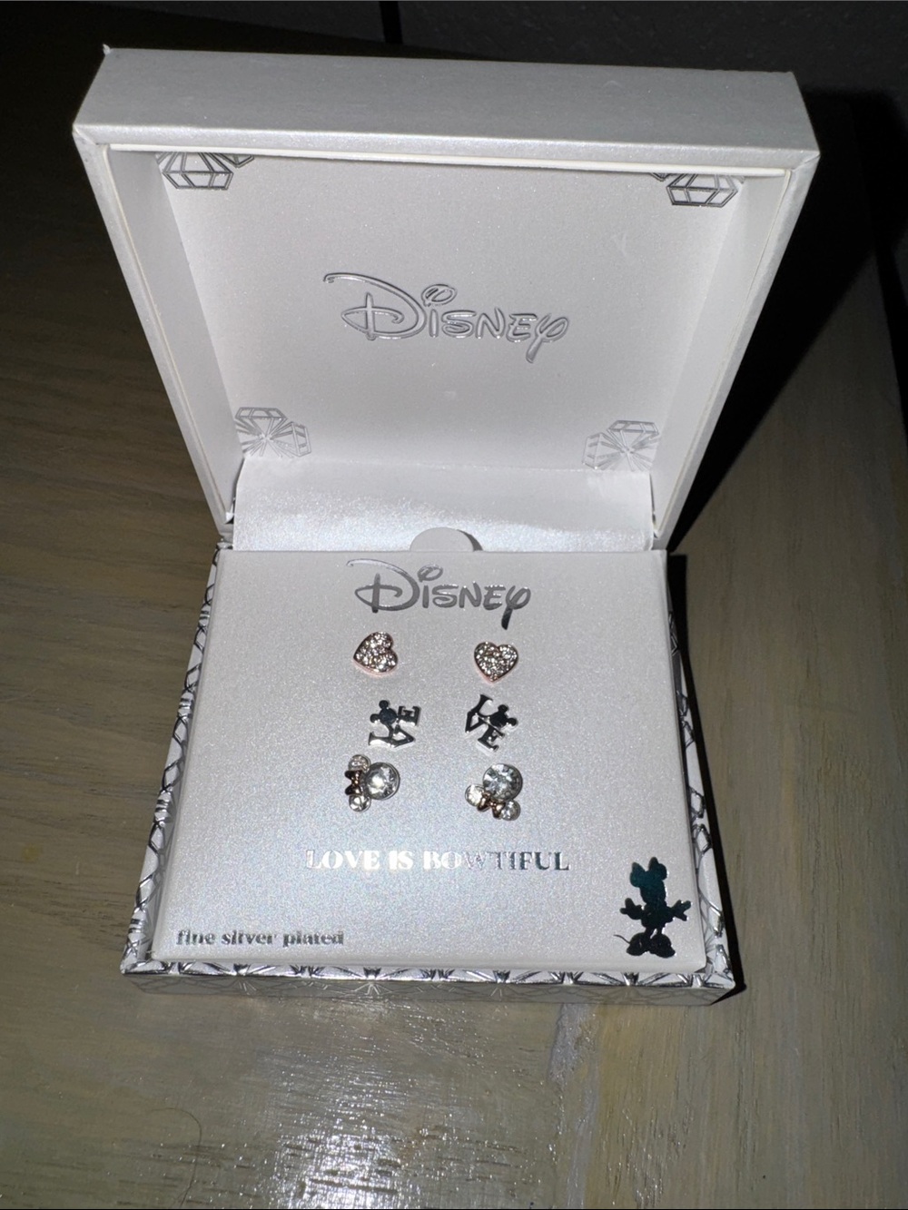 Disney Silver-Plated Stud Earring Set - Sparkling Hearts & Mickey